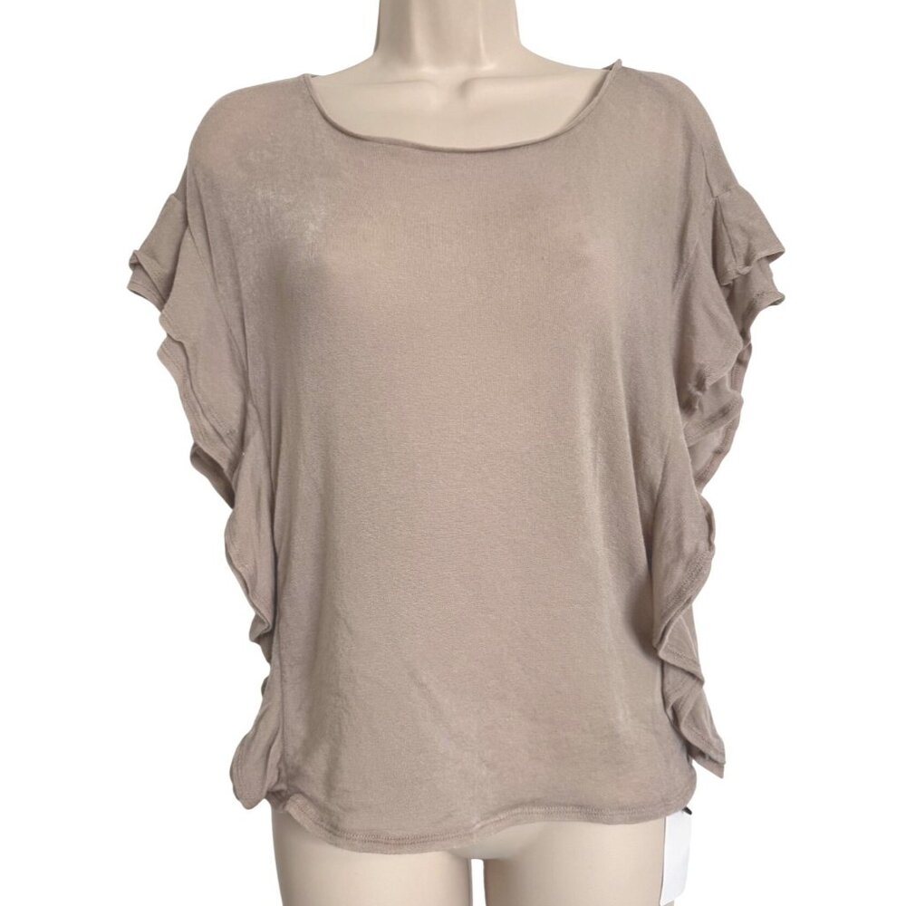 IRO Dalia Ruffle Pink Sand Size XS Oversized Semi Sheer $294 Blouse - Picture 3 of 15